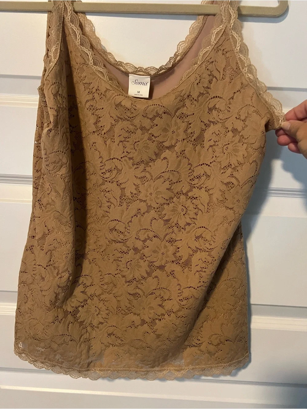 Soma Lace Camisole Tank Top in Tan size M
